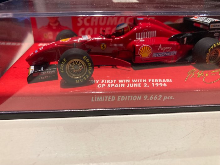 Minichamps 1:32 - 1 - Machetă mașină - Ferrari F 310 - Prima victorie cu Ferrari GP Spania 2 iunie 1996