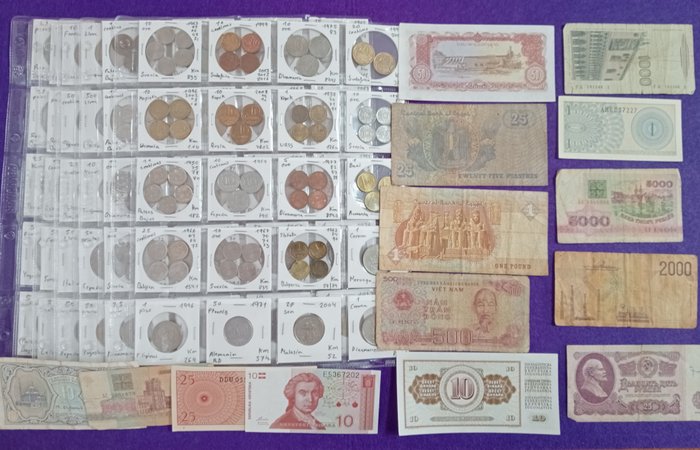 Monde. Lote 196 monedas del mundo + 14 billetes. 1866/2022  (Sans Prix de Réserve)