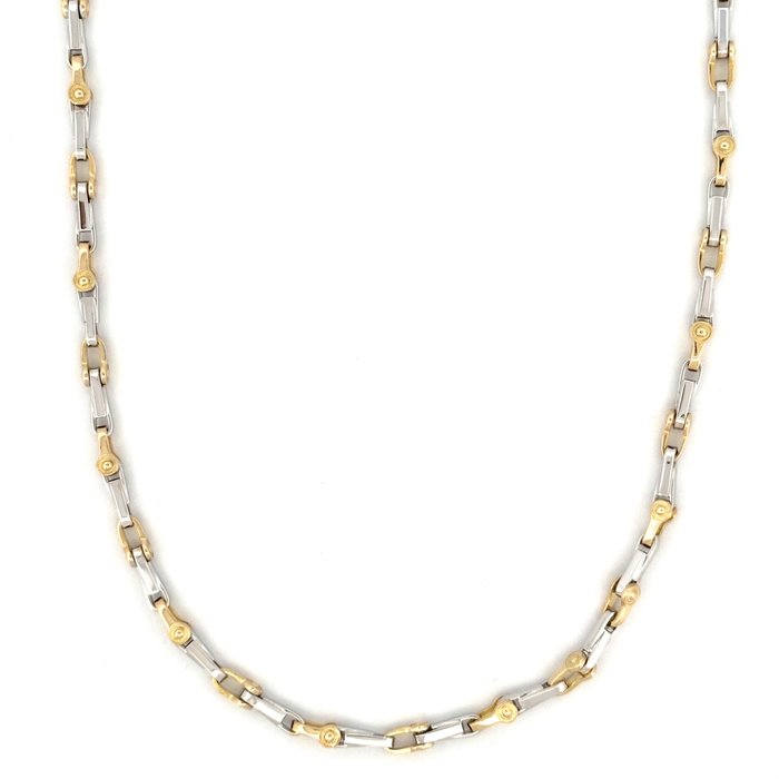 Collana piena oro bicolore - 19.8 gr - 50 cm - 18 Kt - Halskette - 18 kt Gelbgold, Weißgold