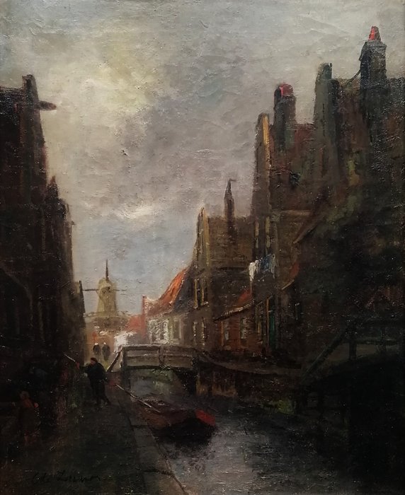 Adriaan Christian W. Terhell (1863-1949) - A Dutch city canal view