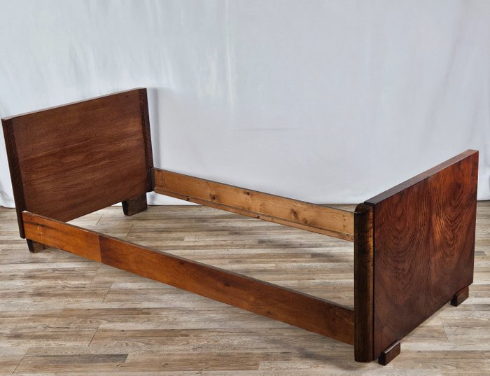 Bed - Single bed in Art Deco walnut burl - Wood