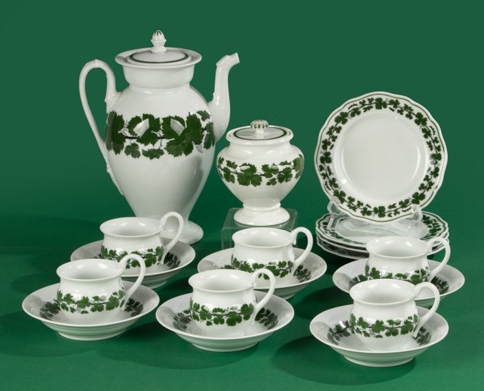 Meissen - 咖啡杯具組 (12) - Green Ivy - 瓷器