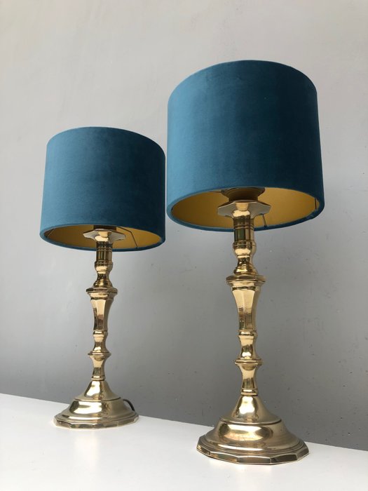 Asztali lámpa - Sárgaréz, Textil