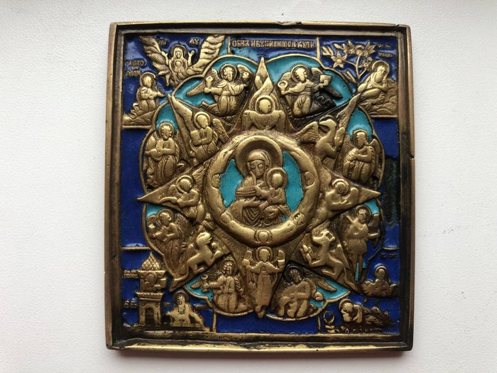 Ikone - Gottesmutter vom unverbrennbaren Dornbusch - Bronze