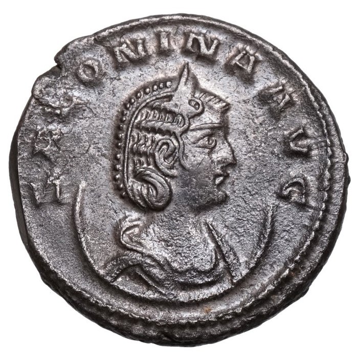 Rooman imperiumi. Salonina (Augusta, 254-268). Antoninianus Antiochia, VENUS mit Helm und Schild