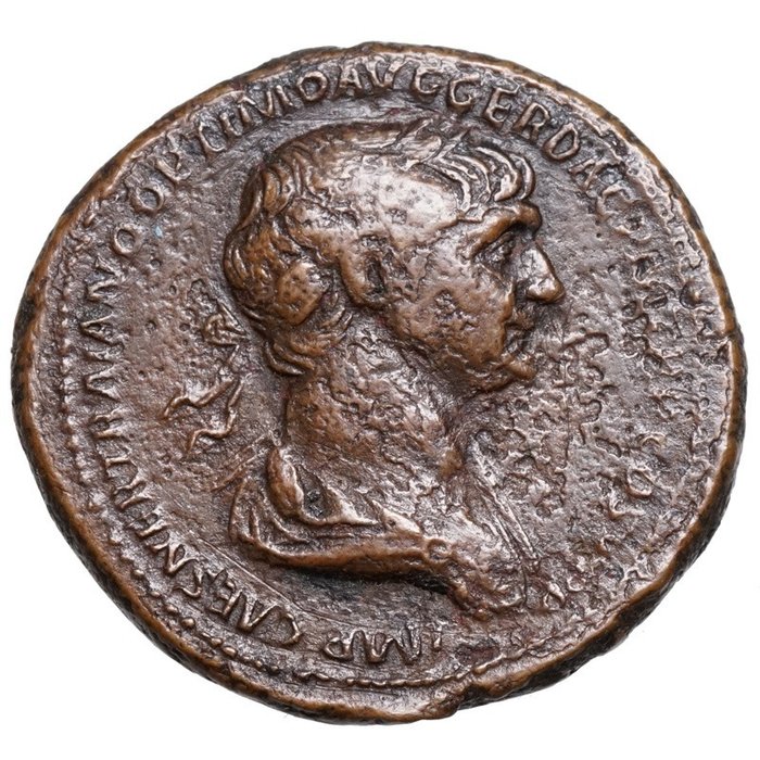 Império Romano. Trajano (98-117 d.C.). As Rom, VIKTORIA mit Palmzweig und Kranz