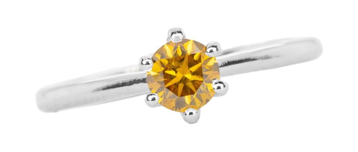 Sans Prix de Réserve - Bague - 18 carats Or blanc -  0.54 tw. Orange Diamant  (Couleur naturelle) 