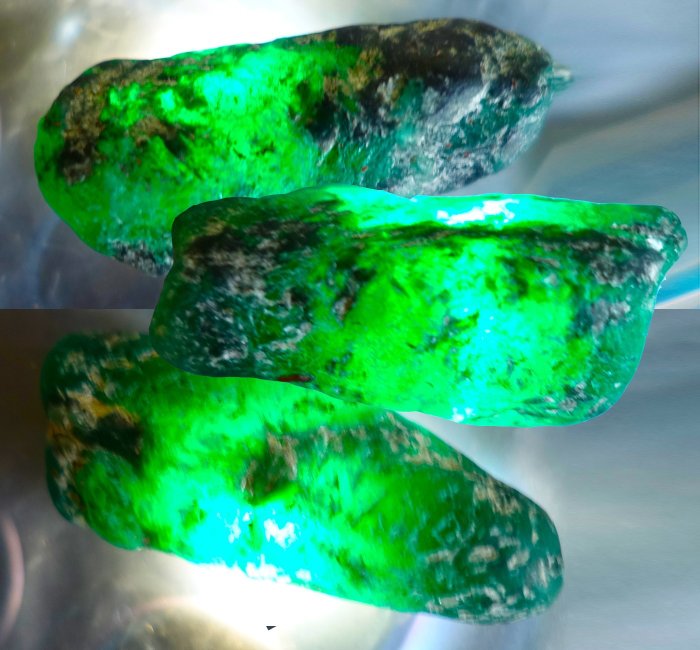 Kolumbijskie szmaragdy Muzo (zielona odmiana berylu) Szorstkie półprzezroczyste kamienie szlachetne - 107 ct.- 21.4 g - (3)