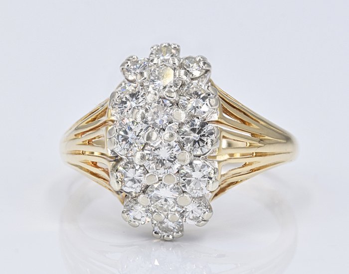 χωρίς τιμή ασφαλείας - Δαχτυλίδι - 14 καράτια Κίτρινο χρυσό -  1.09 tw. Διαμάντι  (Φυσικό) 