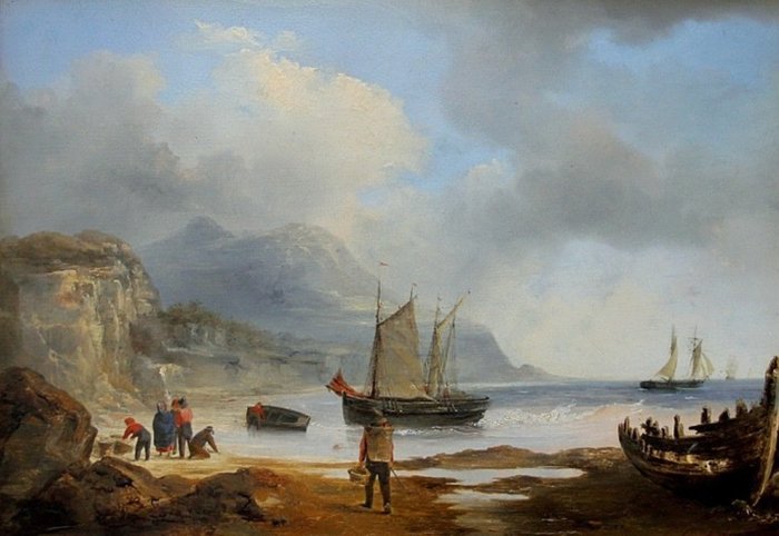 Raymond Eugène Goethals (1804 - 1864) - Unloading the fishing catch