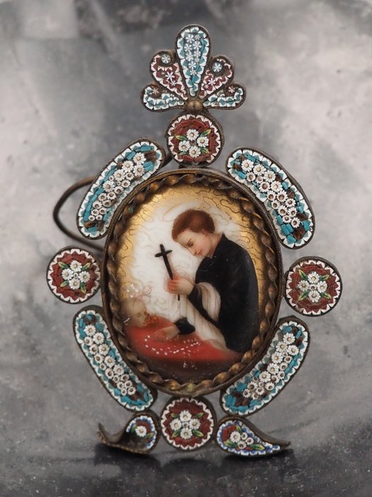 聖物 - 哥德式 - 共濟會宗教聖人和瓦尼塔斯頭骨青銅遺物 - Grand Tour Icon Memento Mori 繪畫 - 1800-1850