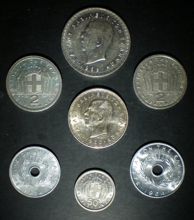 Griechenland. A lot of 17x Greek coins, including silver, SUPERB GRADE 1959-1973  (Ohne Mindestpreis)