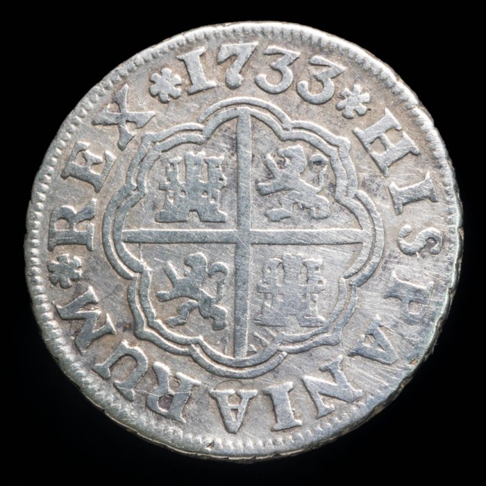 西班牙王国. Felipe V (1700-1746). Real Sevilla 1733 (ensayador PA)  (没有保留价)