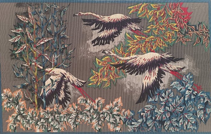 Le vol de Flamants, sérigraphie sur toile marouflée sur carton La maîtrise du Cubisme Debiève - Wandteppich  - 100 cm