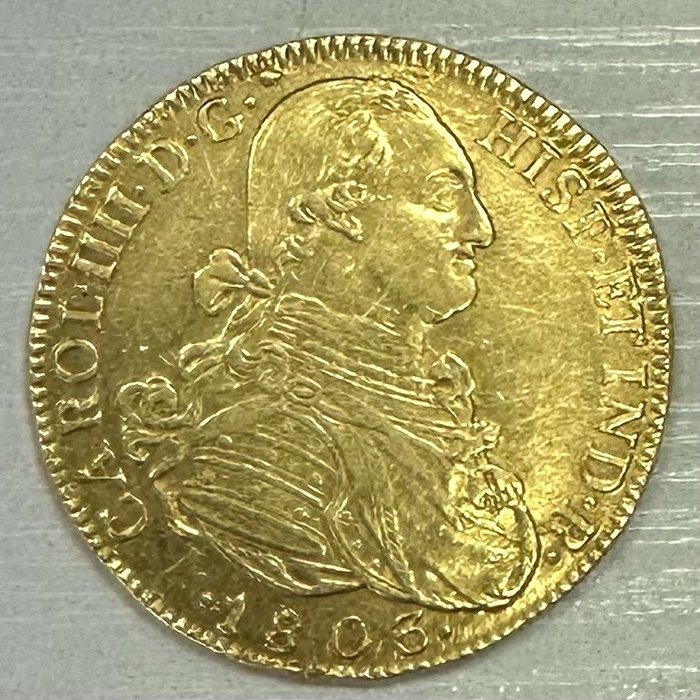 España. Carlos IV (1788-1808). 8 Escudos 1803 Santa Fe de Nuevo Reino