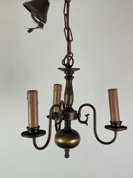枝形吊燈 (1) - 新藝術風格的三臂枝形吊燈 - 黃銅