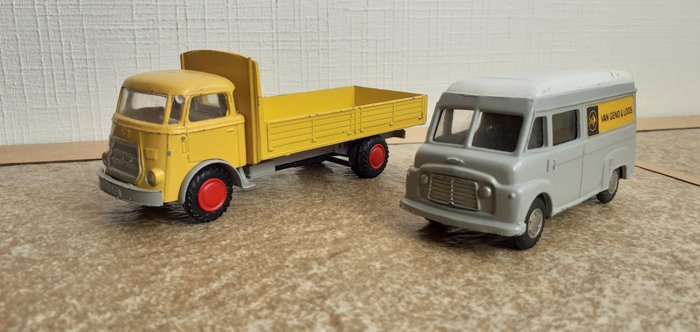 Lion Toys 1:50 - 2 - Miniatura de camião - DAF plateau, COMMER fourgon