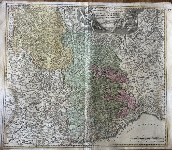 Europa, Hartă - Italia / Piemont; Johann Baptist Homann - Regiae Celsitudinis Sabaudicae Status in quo Ducatus Sabaudiae Principatus Pedemontium et Ducatus Mo - 1701-1720