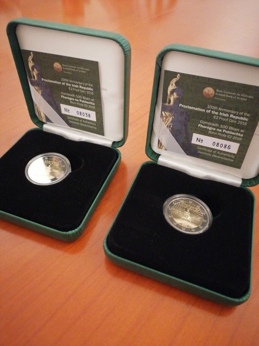 Irlanda. 2 Euro 2016 "Irish Republic" (2 monete) Proof  (Fără preț de rezervă)