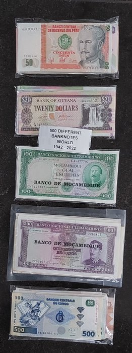 Mundo. - 500 verschillende bankbiljetten uit de gehele wereld