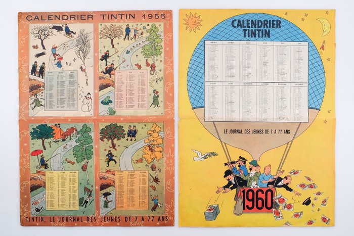 Calendrier Tintin 1955 + 1960