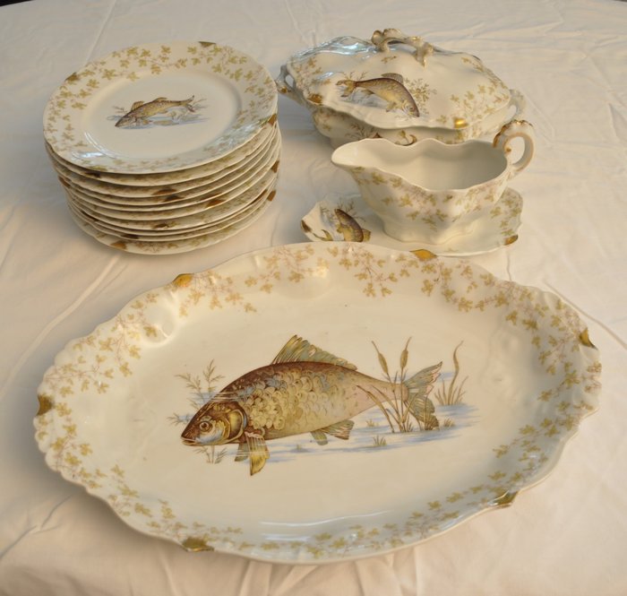 Elbogen (attr.) - Conjunto de servir peixe (13) - Porcelana