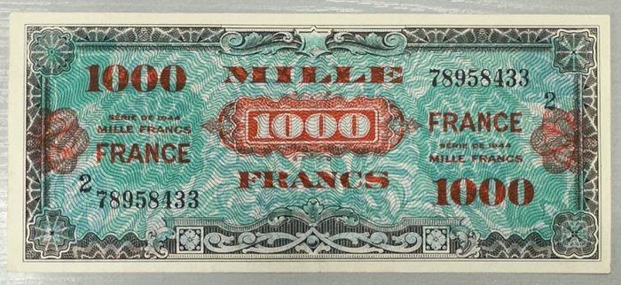 Ranska. - 1000 Francs 1944 - Fayette VF.27-02 - Pick 125b