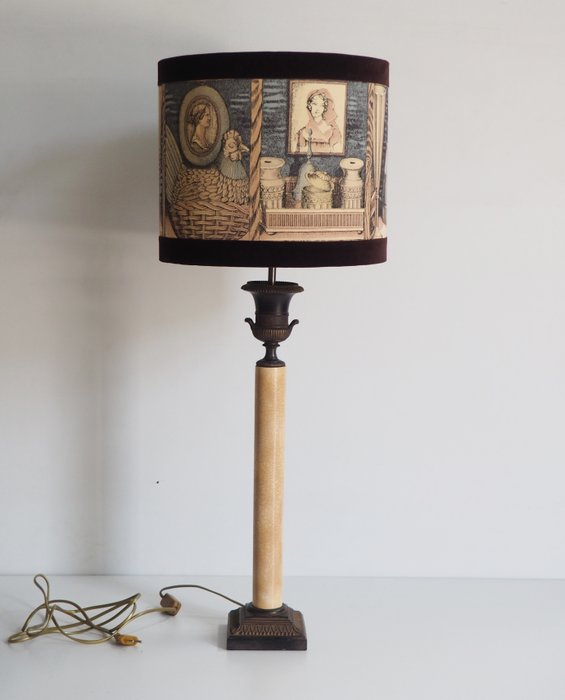 Large table lamp Impery style/shadow  Fornasetti fabric - Table lamp - .