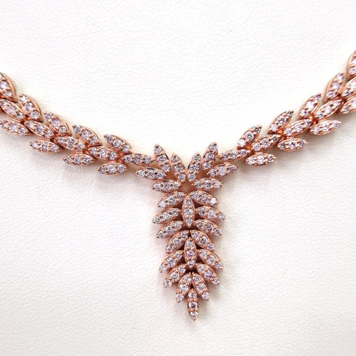 3.24 ct Light Pink Diamond Designer Necklace - 22.41 gr - 项链 - 14K包金 玫瑰金 钻石  (天然)