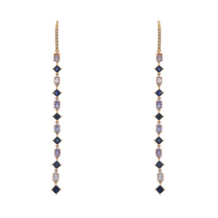 Meredith Marks - Statement earrings - 18 kt. Rose gold Tanzanite - Sapphire 