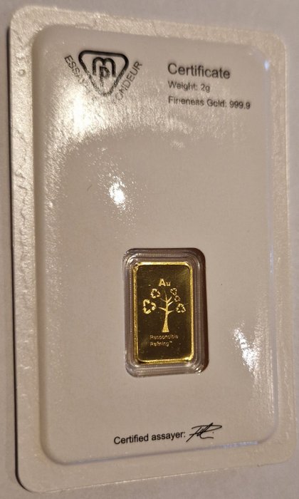 2 gram - Guld 999 - Metalor - Med certifikat  (Ingen mindstepris)