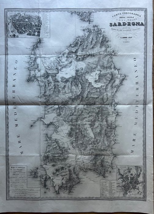 歐洲, 地圖 - 義大利 / 撒丁島、卡利亞裡、薩薩裡; G. Biasioli, presso Gio. Batt. Maggi - Carta Corografica dell’Isola della Sardegna… Torino - 1851-1860