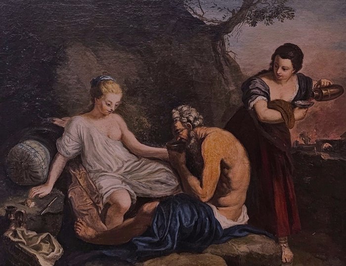 French School (XVIII) - Lot and His Daughters