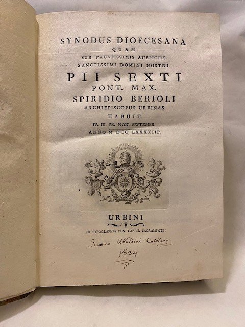 Berioli Spiridio - Synodus Dioecesana quam sub faustissimis auspiciis Sanctissimi Domini nostri Pii Sexti Pont. Max. - 1795-1795