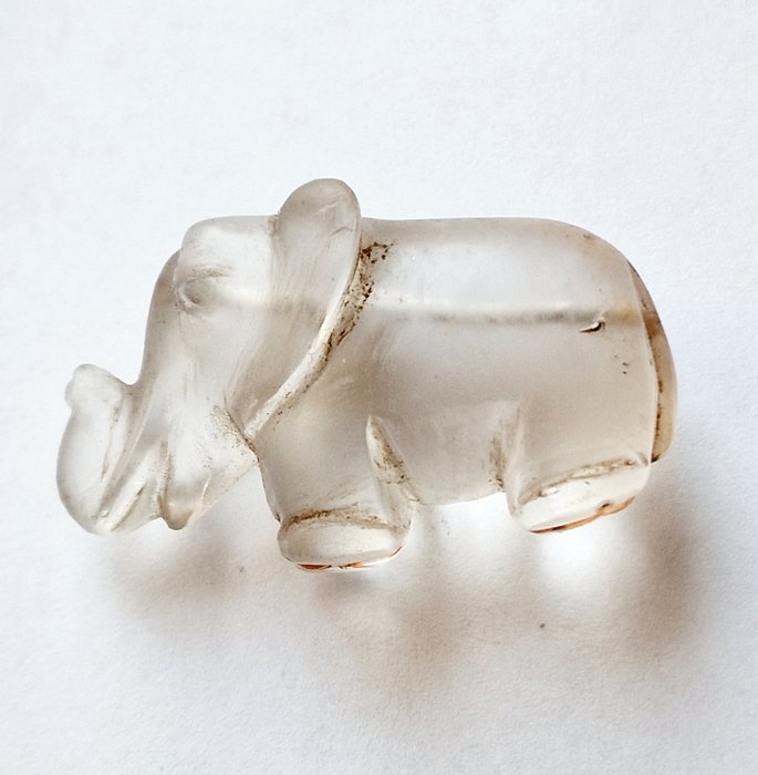 asiático Cristal de roca Talismán de cuentas de elefante - 58 mm
