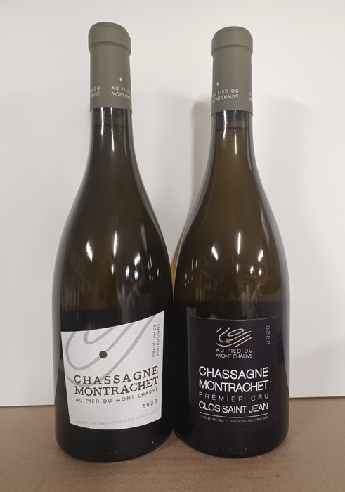 2020 Chassagne Montrachet 1° Cru "Clos Saint jean" & Chassagne Montrachet Domaine Au Pied Du Mont Chauve - Bourgogne - 2 Flessen (0.75 liter)