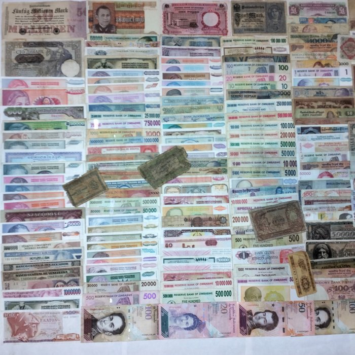 Värld. - 290 banknotes / coupons - various dates  (Utan reservationspris)