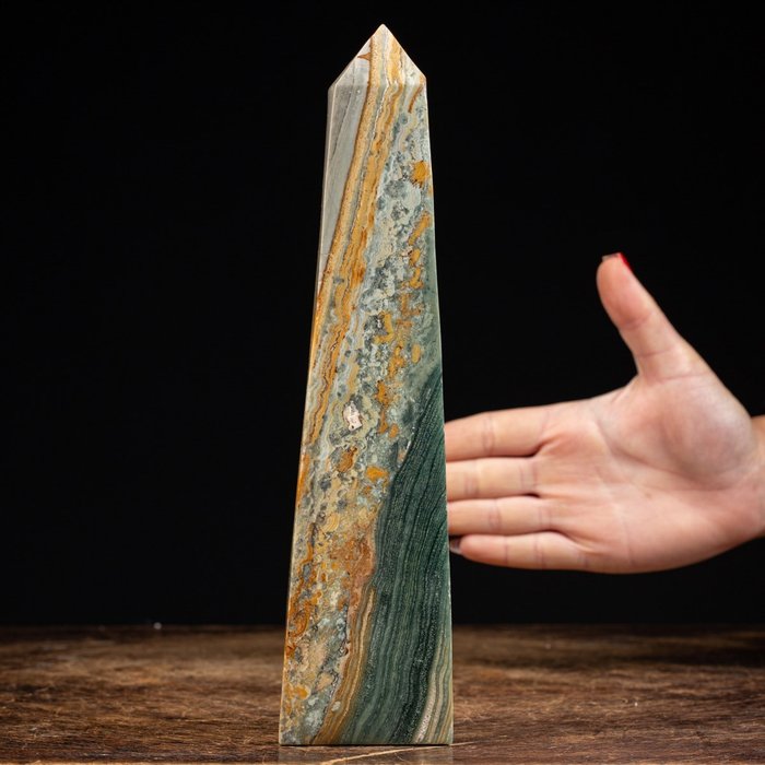 Polykrom Agat Obelisk - Madagaskar - Premium kvalitet - Höjd: 279 mm - Bredd: 70 mm- 1790 g