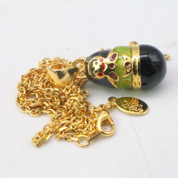 Fabergé-Ei - Anhänger mit Halskette Matrushka - Joan Rivers - Emaille, Kristall, Vergoldet