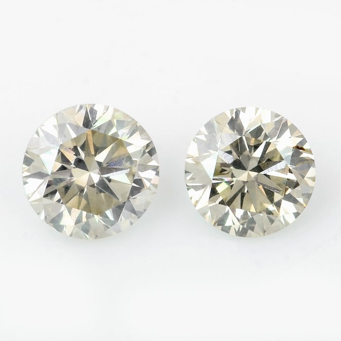 2 pcs 鑽石 - 0.42 ct - 圓形, 明亮型 - SI1, VS2