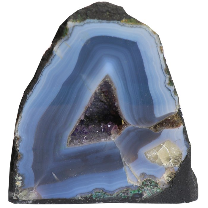 No Reserve - A Quality - Blue Agate - 18x17x9 cm Geode- 2 kg