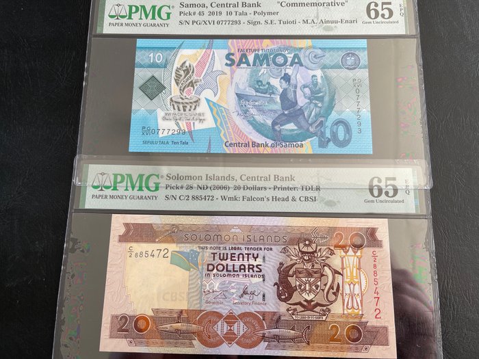 Welt. - 2 banknotes - both graded Various dates  (Ohne Mindestpreis)