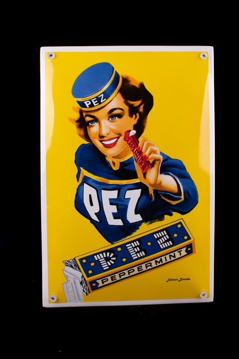 PEZ sign; enamel; beautiful shine; high quality - Emailleschild - Emaille