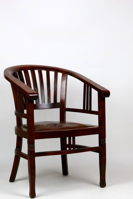 扶手椅子 - 木, 皮革