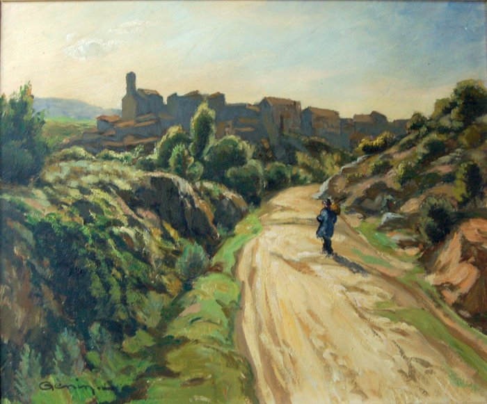Genin Laurent (1894-1953) - Vilage en Provence près d'Uzès (Gard)