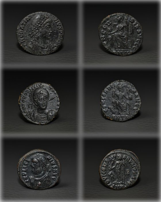 Império Romano. Honório (393-423 d.C.). Follis Honorius (AD 393-423), Gratian. (AD 367-383) & Licinius I (AD 317-320)  (Sem preço de reserva)