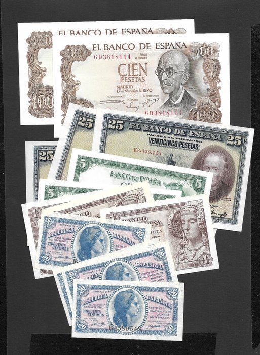 西班牙. - 18 banknotes - various dates - consecutives  (没有保留价)