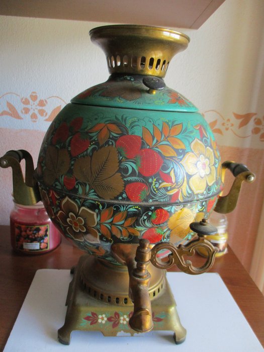 俄式茶壺 - 黃銅