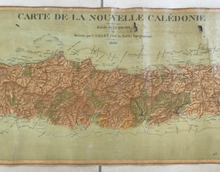 Amerika, Kart - Nord-Amerika / Ny-Caledonia; Gustave Gallet (1850 - 1926) - Carte de la Nouvelle Calédonie - 1881-1900
