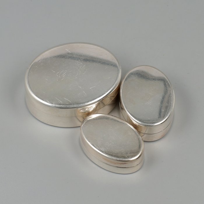 Rino Greggio. NO RESERVE. Pillendoos - Peppermint box (3) - .800 silver